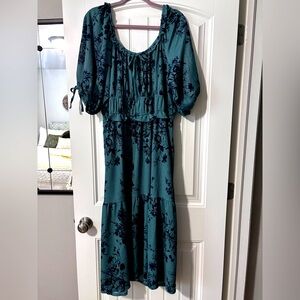 Elegant Teal Floral Dress by Cato